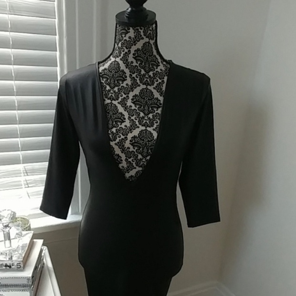 Black Faux Leather Spandex Dress